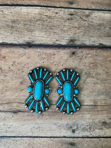 Turquoise flare studs